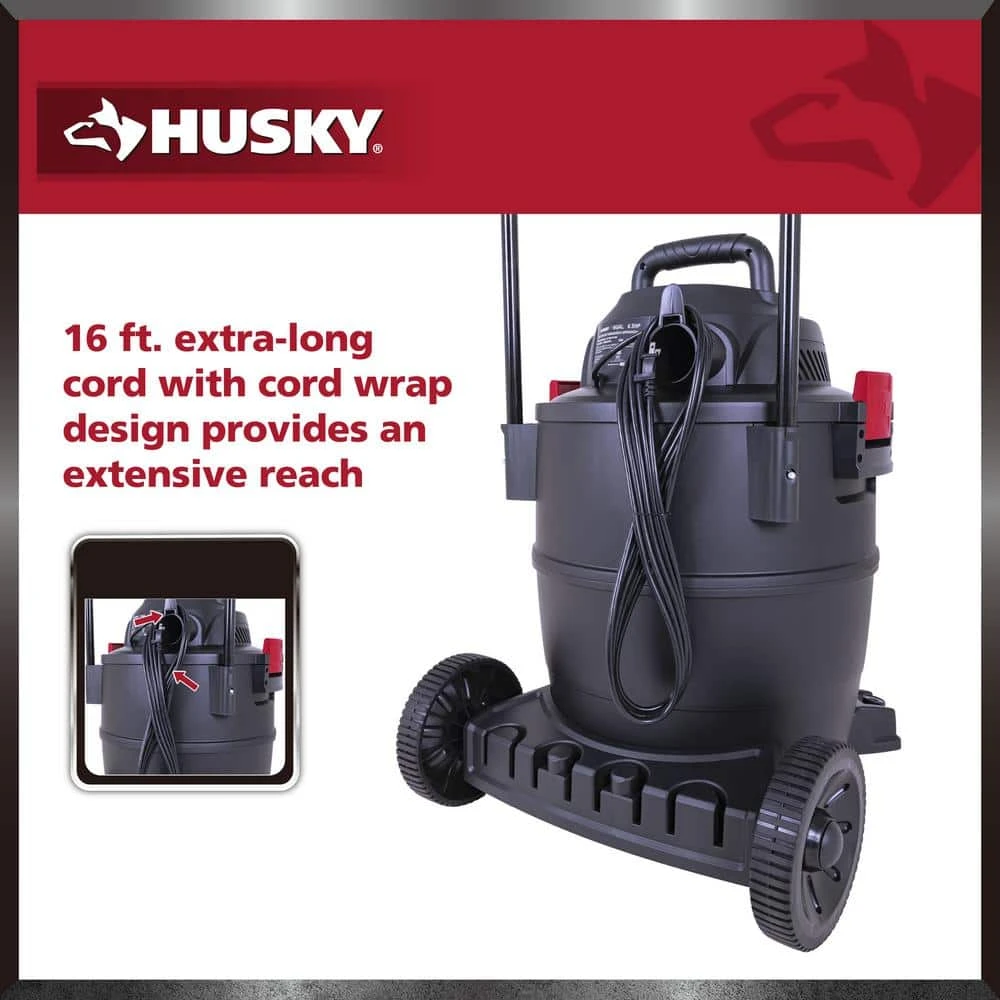 Husky 16 Gallon 6.5 Peak HP Wet Dry Vac Shop Vacuum Cart With Locking Hose, Wands, Filters, Dust Bag And Accessory Attachments 9 Husky 16 Gallon 6.5 Peak HP Wet Dry Vac Shop Vacuum Cart With Locking Hose, Wands, Filters, Dust Bag And Accessory Attachments - Image 9