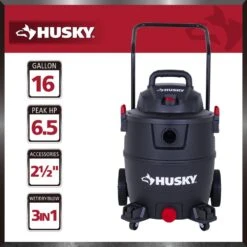 Husky 16 Gallon 6.5 Peak HP Wet Dry Vac Shop Vacuum Cart With Locking Hose, Wands, Filters, Dust Bag And Accessory Attachments 16 Husky 16 Gallon 6.5 Peak HP Wet Dry Vac Shop Vacuum Cart With Locking Hose, Wands, Filters, Dust Bag And Accessory Attachments -Husky Shop husky wet dry vacuums at18621p 16a c3 1000