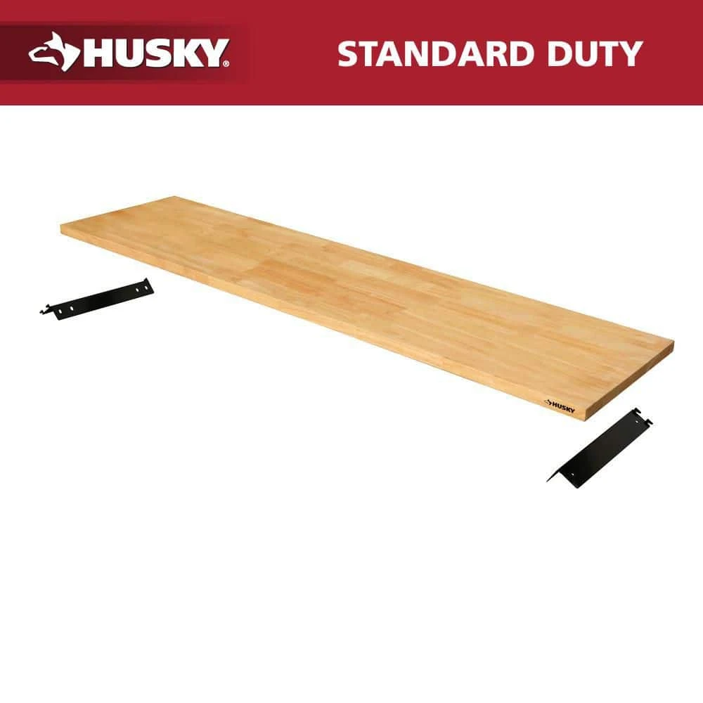 Husky 72 In. W X 18 In. D Solid Wood Work Surface For Regular Duty Welded Steel Garage Storage System 1 Husky 72 In. W X 18 In. D Solid Wood Work Surface For Regular Duty Welded Steel Garage Storage System