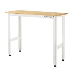 Husky Ready-To-Assemble 48 In. W X 20 In. D Solid Wood Top Workbench In White