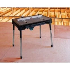 Husky 35 In. W X 22 In. D Portable Jobsite Workbench With Heavy Duty Metal Legs -Husky Shop husky workbenches 224317 76 1000
