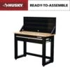 Husky 48 In. W X 20 In. D 1-Drawer Black Workbench With Pegboard And Solid Wood Top -Husky Shop husky workbenches g4801s us 64 1000