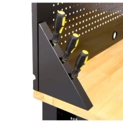 Husky 48 In. W X 20 In. D 1-Drawer Black Workbench With Pegboard And Solid Wood Top -Husky Shop husky workbenches g4801s us 66 1000