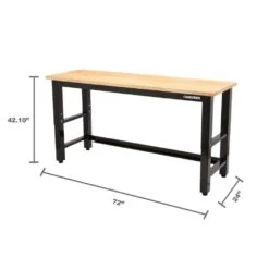 Husky 72 In. W X 24 In. D Adjustable Height Black Workbench For Ready To Assemble Steel Garage Storage System -Husky Shop husky workbenches g7200s us a0 1000