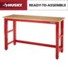 Husky Ready To Assemble 72 In. W X 24 In. D Adjustable Height Red Workbench With Solid Wood Top -Husky Shop husky workbenches g7200sr us 64 1000
