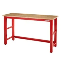 Husky Ready To Assemble 72 In. W X 24 In. D Adjustable Height Red Workbench With Solid Wood Top -Husky Shop husky workbenches g7200sr us d4 1000