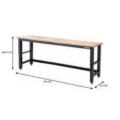 Husky 96 In. W X 24 In. D Adjustable Height Black Workbench, Solid Wood Top For Ready To Assemble Steel Garage Storage System 9 Husky 96 In. W X 24 In. D Adjustable Height Black Workbench, Solid Wood Top For Ready To Assemble Steel Garage Storage System -Husky Shop husky workbenches g9600 us1 a0 1000