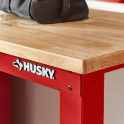 Husky 8 Ft. Adjustable Height Solid Wood Top Workbench In Red For Ready To Assemble Steel Garage Storage System -Husky Shop husky workbenches g9600r us1 1d 1000