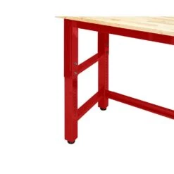 Husky 8 Ft. Adjustable Height Solid Wood Top Workbench In Red For Ready To Assemble Steel Garage Storage System -Husky Shop husky workbenches g9600r us1 77 1000