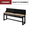 Husky Ready-To-Assemble 96 In. W X 20 In. 3-Drawer Black Workbench With Solid Wood Top And Pegboard -Husky Shop husky workbenches g9603s us 64 1000