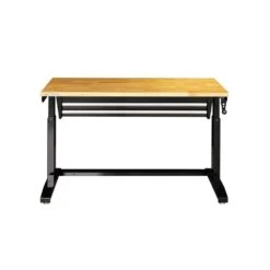 Husky Tool Storage 46 In. W X 24 In. D 2-Drawer Adjustable Height Black Worktable With Solid Wood Top -Husky Shop husky workbenches holt4602b12 c3 1000