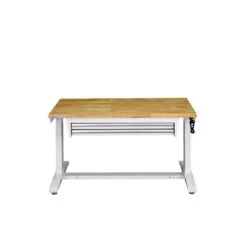 Husky 46 In. W X 24 In. D 2-Drawer Adjustable Height White Worktable With Solid Wood Top 24 Husky 46 In. W X 24 In. D 2-Drawer Adjustable Height White Worktable With Solid Wood Top -Husky Shop husky workbenches holt4602bj2 1f 1000