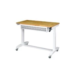 Husky 46 In. W X 24 In. D 2-Drawer Adjustable Height White Worktable With Solid Wood Top 22 Husky 46 In. W X 24 In. D 2-Drawer Adjustable Height White Worktable With Solid Wood Top -Husky Shop husky workbenches holt4602bj2 c3 1000