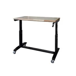 Husky 46 In. W X 24 In. DAdjustable Height Black Workbench Table With Solid Wood Top -Husky Shop husky workbenches holt46xdb12 76 1000