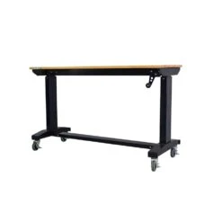 Husky 46 In. Wide X 18 In. Deep Adjustable Height Work Table With Wood Top, Gloss Black -Husky Shop husky workbenches holt46xdb13 1d 1000