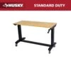 Husky 46 In. Wide X 18 In. Deep Adjustable Height Work Table With Wood Top, Gloss Black -Husky Shop husky workbenches holt46xdb13 64 1000
