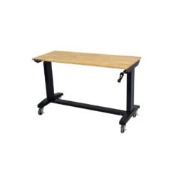Husky 46 In. Wide X 18 In. Deep Adjustable Height Work Table With Wood Top, Gloss Black -Husky Shop husky workbenches holt46xdb13 d4 1000