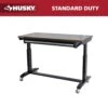 Husky 52 In. W X 24 In. D 1-Drawer Adjustable Height Gloss Black Workbench With Dark Stained Wood Top -Husky Shop husky workbenches holt5201b11 64 1000