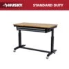 Husky 52 In. W X 24 In. D 2-Drawer Adjustable Height Blaxk Work Table With Solid Wood Top -Husky Shop husky workbenches holt5202b12 64 1000