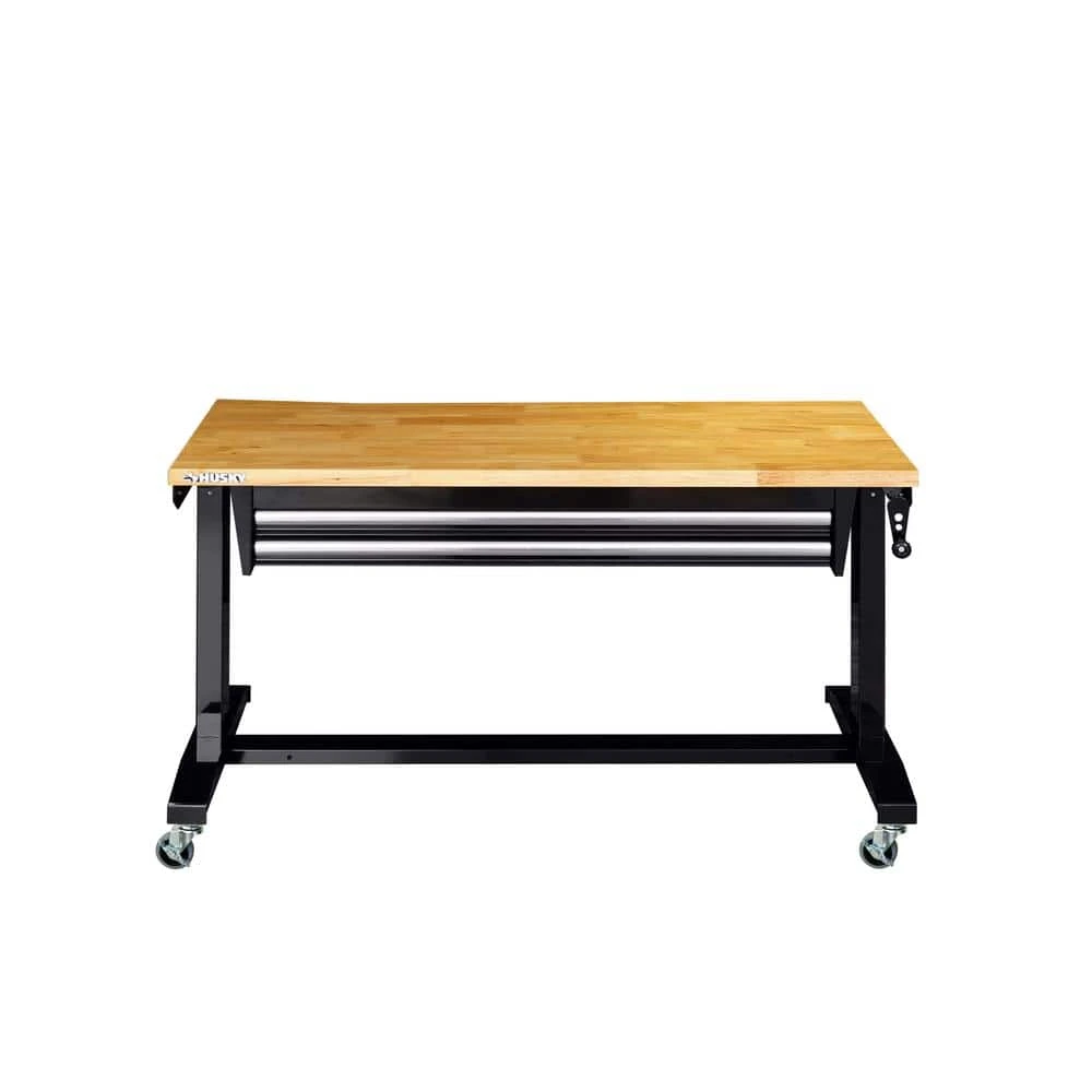 Husky 52 In. W X 24 In. D 2-Drawer Adjustable Height Blaxk Work Table With Solid Wood Top 12 Husky 52 In. W X 24 In. D 2-Drawer Adjustable Height Blaxk Work Table With Solid Wood Top - Image 12