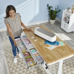 Husky 52 In. W X 24 In. D 2-Drawer Adjustable Height White Workbench Table With Solid Wood Top -Husky Shop husky workbenches holt5202bj2 4f 1000