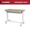 Husky 52 In. W X 24 In. D 2-Drawer Adjustable Height White Workbench Table With Solid Wood Top -Husky Shop husky workbenches holt5202bj2 64 1000
