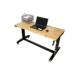 Husky 52 In. W X 24 In. D Adjustable Height Solid Wood Top Workbench Table In Black -Husky Shop husky workbenches holt52xdb12 1d 1000