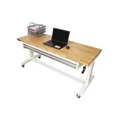 Husky Tool Storage 62 In. W White Adjustable Height Work Table With 2-Drawers -Husky Shop husky workbenches holt6202bj2 66 1000