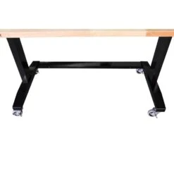 Husky 62 In. W X 24 In. D Adjustable Height Black Workbench Table With Solid Wood Top -Husky Shop husky workbenches holt62xdb12 1f 1000