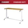 Husky 62 In. W X 24 In. D Adjustable Height White Worktable With Solid Wood Top -Husky Shop husky workbenches holt62xdbj2 64 1000