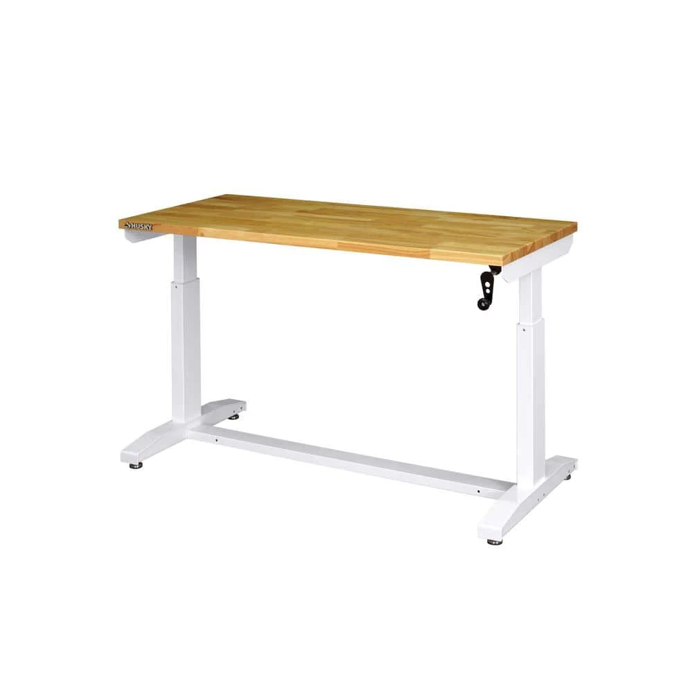 Husky 62 In. W X 24 In. D Adjustable Height White Worktable With Solid Wood Top 11 Husky 62 In. W X 24 In. D Adjustable Height White Worktable With Solid Wood Top - Image 11