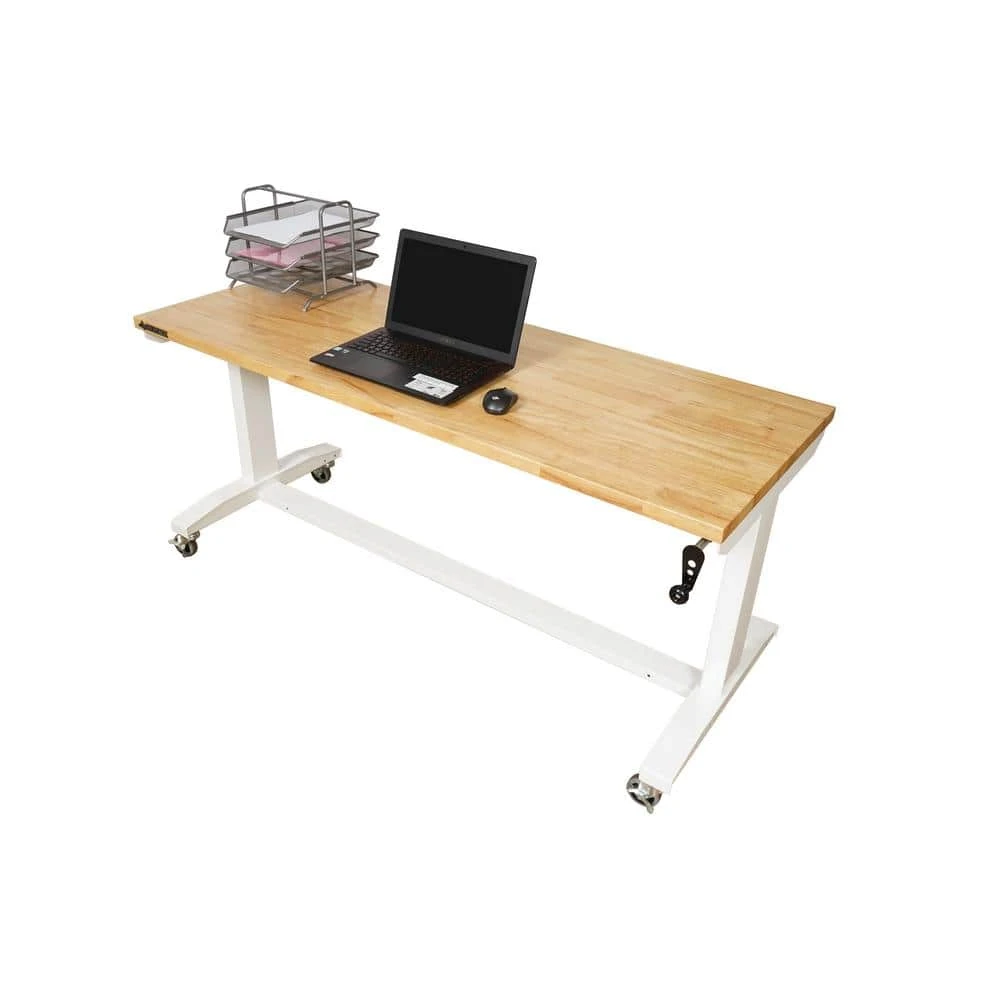 Husky 62 In. W X 24 In. D Adjustable Height White Worktable With Solid Wood Top 6 Husky 62 In. W X 24 In. D Adjustable Height White Worktable With Solid Wood Top - Image 6