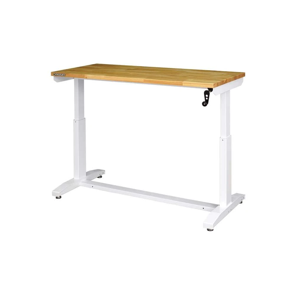 Husky 62 In. W X 24 In. D Adjustable Height White Worktable With Solid Wood Top 7 Husky 62 In. W X 24 In. D Adjustable Height White Worktable With Solid Wood Top - Image 7
