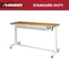 Husky 72 In. W X 24 In. D 2-Drawer Adjustable Height White Worktable With Solid Wood Top -Husky Shop husky workbenches holt7202bj2 64 1000
