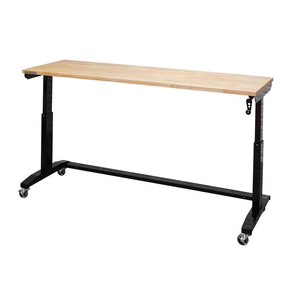 Husky 72 In. W X 24 In. D Adjustable Height Black Worktable With Solid Wood Top 12 Husky 72 In. W X 24 In. D Adjustable Height Black Worktable With Solid Wood Top - Image 12