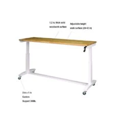 Husky 72 In. W X 24 In. D Adjustable Height White Workbench With Solid Wood Top -Husky Shop husky workbenches holt72xdbj2 1d 1000