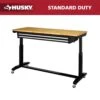 Husky 62 In. W X 24 In. D 2-Drawer Adjustable Height Black Workbench Table With Solid Wood Top -Husky Shop husky workbenches hotl6202b12 64 1000