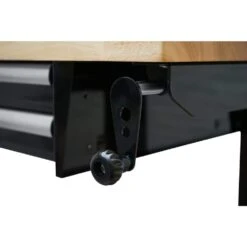 Husky 62 In. W X 24 In. D 2-Drawer Adjustable Height Black Workbench Table With Solid Wood Top -Husky Shop husky workbenches hotl6202b12 76 1000
