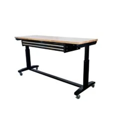 Husky 72 In. W X 24 In. D 2-Drawer Adjustable Height Black Workbench Table With Solid Wood Top 23 Husky 72 In. W X 24 In. D 2-Drawer Adjustable Height Black Workbench Table With Solid Wood Top -Husky Shop husky workbenches hotl7202b12 1f 1000