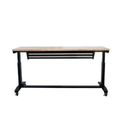 Husky 72 In. W X 24 In. D 2-Drawer Adjustable Height Black Workbench Table With Solid Wood Top 24 Husky 72 In. W X 24 In. D 2-Drawer Adjustable Height Black Workbench Table With Solid Wood Top -Husky Shop husky workbenches hotl7202b12 44 1000