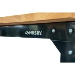 Husky 46 In. W X 24 In. Deep Adjustable Height Work Table With Solid Wood Top, Gloss Black -Husky Shop husky workbenches howt46xdb12 1d 1000