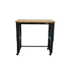 Husky 46 In. W X 24 In. Deep Adjustable Height Work Table With Solid Wood Top, Gloss Black -Husky Shop husky workbenches howt46xdb12 1f 1000