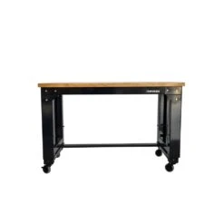 Husky 46 In. W X 24 In. Deep Adjustable Height Work Table With Solid Wood Top, Gloss Black -Husky Shop husky workbenches howt46xdb12 44 1000