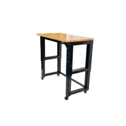 Husky 46 In. W X 24 In. Deep Adjustable Height Work Table With Solid Wood Top, Gloss Black -Husky Shop husky workbenches howt46xdb12 66 1000