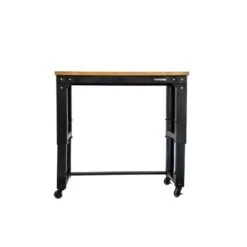 Husky 46 In. W X 24 In. Deep Adjustable Height Work Table With Solid Wood Top, Gloss Black -Husky Shop husky workbenches howt46xdb12 fa 1000