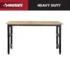 Husky 72 In. W X 23 In. D Adjustable Height Black Workbench, Solid Wood Top For Heavy Duty Welded Steel Garage Storage System -Husky Shop husky workbenches htc1000004 64 1000