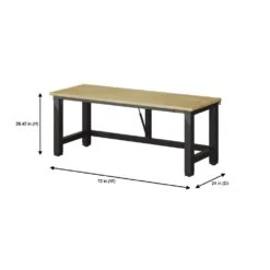 Husky Ready-To-Assemble 72 In. W X 24 In. D Folding Adjustable Height Solid Wood Top Workbench In Black -Husky Shop husky workbenches wsh72fwb 76 1000
