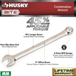 Husky BITE Metric Combination Wrench Set (10-Piece) -Husky Shop husky wrench sets hbcw10xlm 66 1000