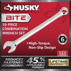 Husky BITE SAE Combination Wrench Set (10-Piece) -Husky Shop husky wrench sets hbcw10xls e1 1000