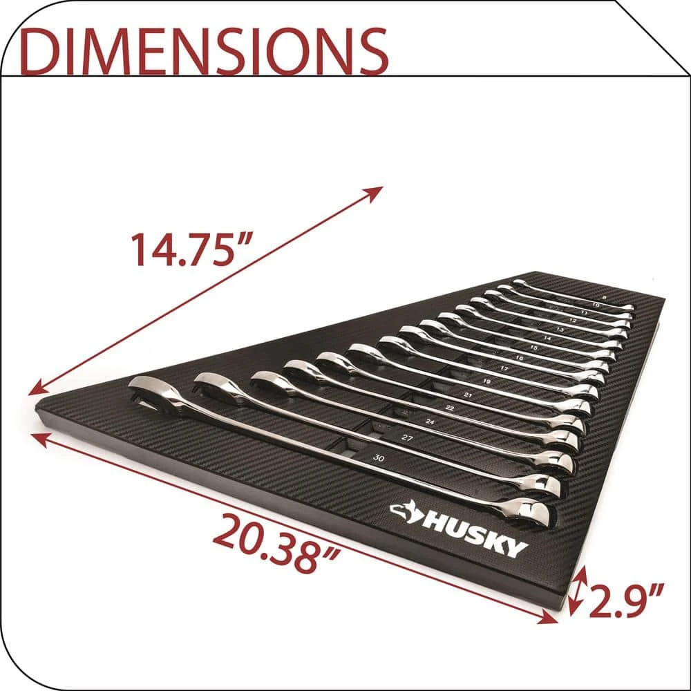 Husky Metric Combination Wrench Set With EVA Storage Tray (15-Piece) 4 Husky Metric Combination Wrench Set With EVA Storage Tray (15-Piece) - Image 4